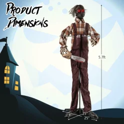 Tangkula 5.7 FT Halloween Animated Shaking Haunted Man with Chainsaws