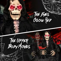 Tangkula 5 FT Halloween Animated Sitting Reaper with Moving Upper Body