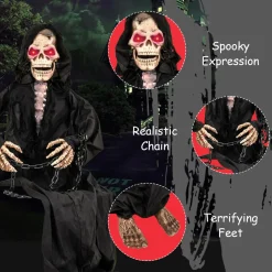 Tangkula 5 FT Halloween Animated Sitting Reaper with Moving Upper Body