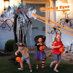 Tangkula 6 FT Halloween Animated Dragon with Light Up Eyes, Posable Wings & Arms