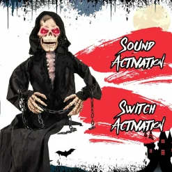 Tangkula 5 FT Halloween Animated Sitting Reaper with Moving Upper Body