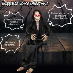 Tangkula 5 FT Halloween Animated Sitting Reaper with Moving Upper Body