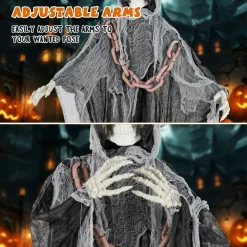 Tangkula 6.4 FT Halloween Animatronic Standing Grim Reaper with Chain