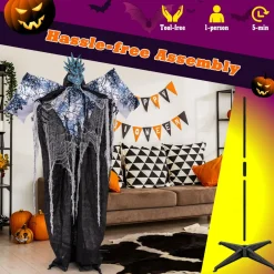 Tangkula 6 FT Halloween Animated Dragon with Light Up Eyes, Posable Wings & Arms