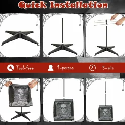 Tangkula 5.5 FT Halloween Animated Praying Angel Statue with Light Up Eyes & Shaking Wings