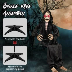 Tangkula 5 FT Halloween Animated Sitting Reaper with Moving Upper Body