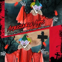 Tangkula 13.1 ft Halloween Hanging Clown w/Wings, Switch Controlled Animatronic Ghost w/Lighted Colorful Eyes