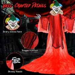 Tangkula 13.1 ft Halloween Hanging Clown w/Wings, Switch Controlled Animatronic Ghost w/Lighted Colorful Eyes