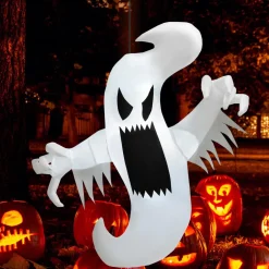 Tangkula 5 FT Halloween Inflatable Ghost, Blow-up Hanging Decoration with 2 Built-in LED Lights & Powerful Blower
