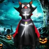 Tangkula 4.7 FT Halloween Inflatable Vampire Black Cat with Red Cloak, Blow-up Holiday Decoration with 2 Built-in LED Lights