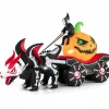 Tangkula 9 FT Halloween Inflatable Grim Reaper Driving Pumpkin Carriage, LED Lighted Carriage with Pumpkin & Skeleton Dragon