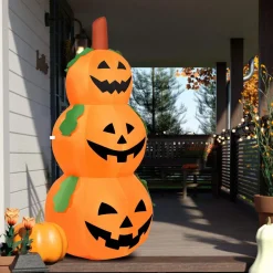 Tangkula 5.2 Ft Halloween Inflatable 3-Pumpkin Stack