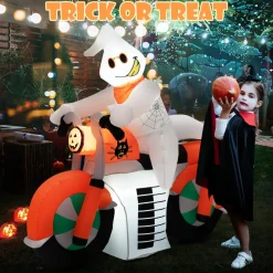 Tangkula 5 FT Halloween Inflatable Ghost Riding on Motor Bike