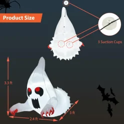 Tangkula 3.3 FT Halloween Inflatable Ghost Broke Out from Window
