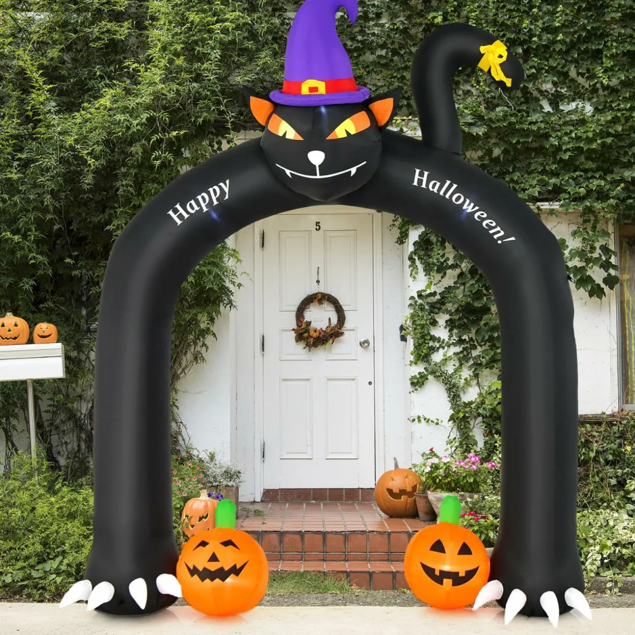 Tangkula 9 FT Halloween Inflatable Black Cat Archway