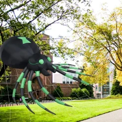 Tangkula 6 Ft Halloween Inflatable Spider, Spider with LED Lights Outdoor Indoor Halloween Decorations