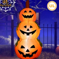 Tangkula 5.2 Ft Halloween Inflatable 3-Pumpkin Stack