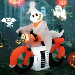Tangkula 5 FT Halloween Inflatable Ghost Riding on Motor Bike