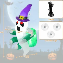 Tangkula 3.6 FT Halloween Inflatable Ghost Broke Out from Window