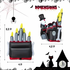 Tangkula 5.2 FT Halloween Inflatable Skeleton Playing Piano