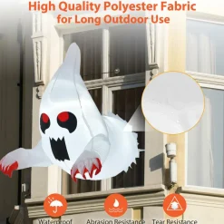 Tangkula 3.3 FT Halloween Inflatable Ghost Broke Out from Window