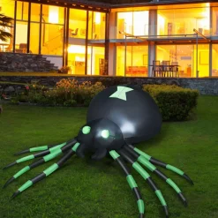 Tangkula 6 Ft Halloween Inflatable Spider, Spider with LED Lights Outdoor Indoor Halloween Decorations