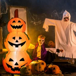 Tangkula 5.2 Ft Halloween Inflatable 3-Pumpkin Stack