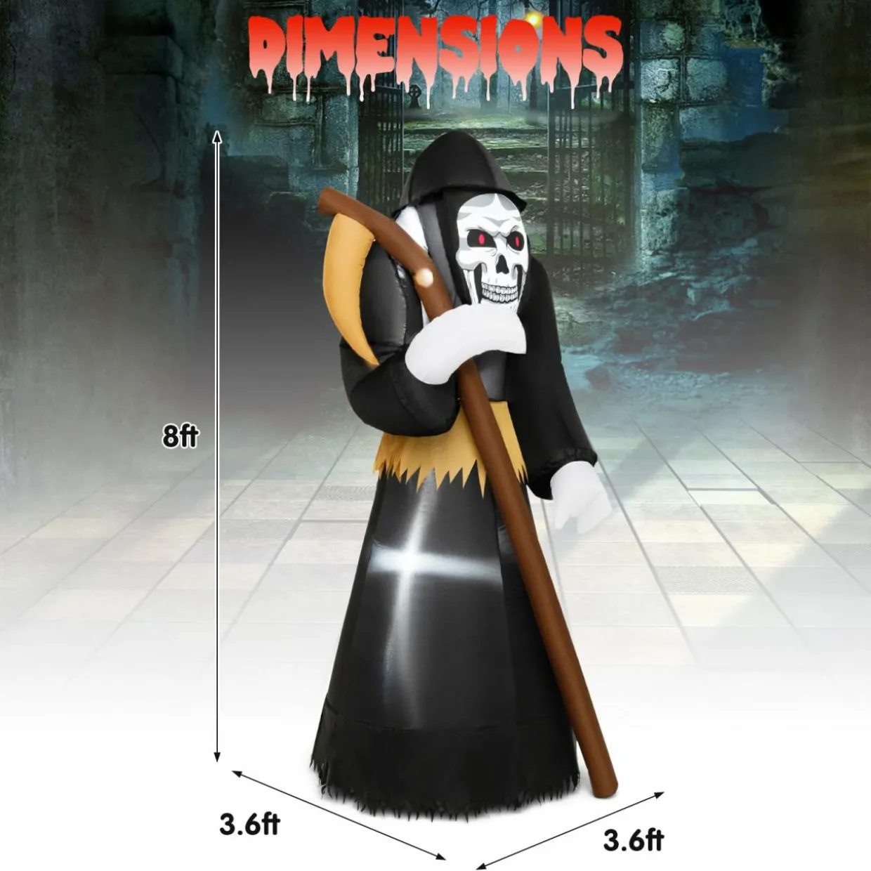 Tangkula 8 FT Halloween Inflatable Grim Reaper