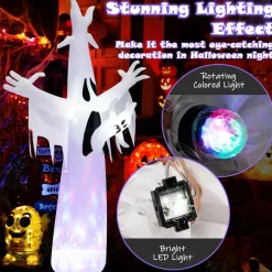 Tangkula 8 FT Halloween Inflatable Ghost, Blow-up Yard Halloween Decorations with Built-in LED Lights & Magic Rotating Lamp