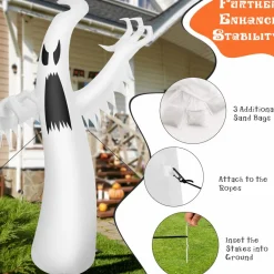 Tangkula 12 FT Halloween Inflatable Ghost, Quick Blow up Halloween Decoration, Giant Inflatable Specter with Bright LED Lights