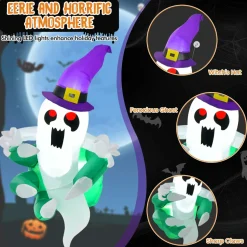 Tangkula 3.6 FT Halloween Inflatable Ghost Broke Out from Window