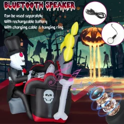Tangkula 5.2 FT Halloween Inflatable Skeleton Playing Piano