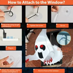 Tangkula 3.3 FT Halloween Inflatable Ghost Broke Out from Window