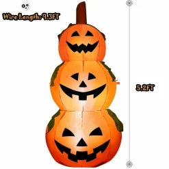 Tangkula 5.2 Ft Halloween Inflatable 3-Pumpkin Stack