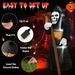 Tangkula 8 FT Halloween Inflatable Grim Reaper