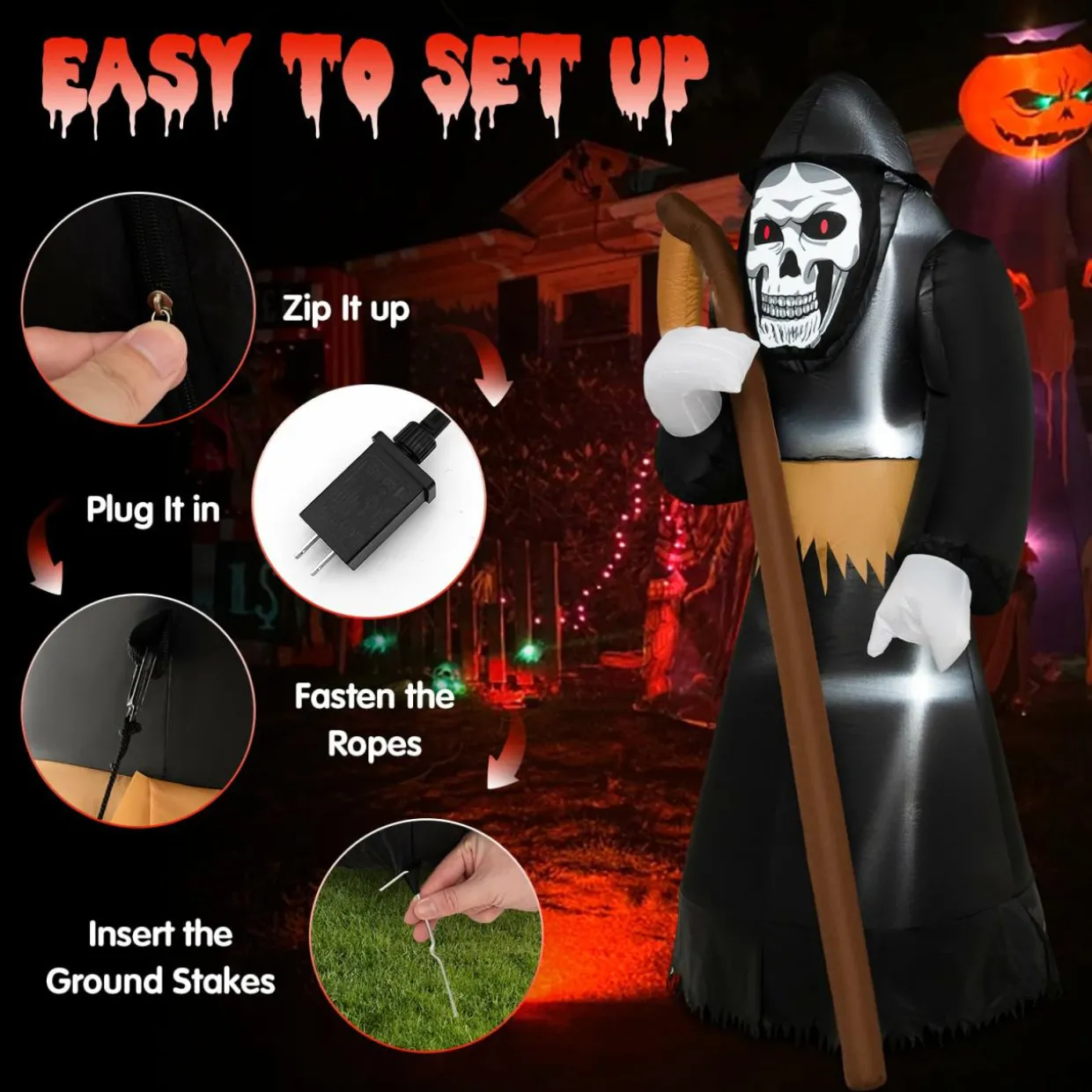 Tangkula 8 FT Halloween Inflatable Grim Reaper