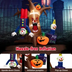 Tangkula 8 FT Halloween Inflatable Dead Tree, Blow Up Lighted Yard Decoration with Pumpkinsn