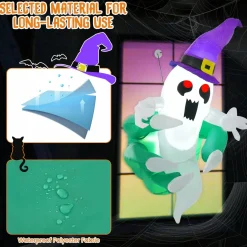 Tangkula 3.6 FT Halloween Inflatable Ghost Broke Out from Window