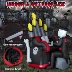 Tangkula 5.2 FT Halloween Inflatable Skeleton Playing Piano