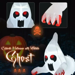 Tangkula 3.3 FT Halloween Inflatable Ghost Broke Out from Window