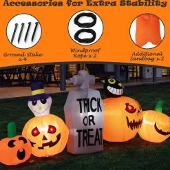 Tangkula 8 FT Halloween Inflatable Pumpkin Patch with Tombstone & Black Cat
