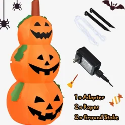 Tangkula 5.2 Ft Halloween Inflatable 3-Pumpkin Stack