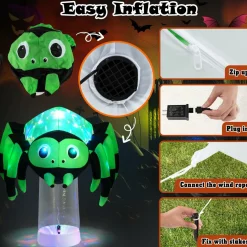 Tangkula 6 FT Halloween Inflatable Spider with Multi-Color Rotating Light
