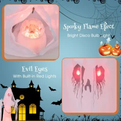 Tangkula 8 FT Halloween Inflatable Ghost, Blow-up Haunting Ghost Bride with Flame LED Light