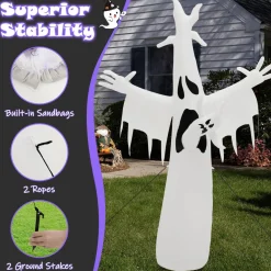 Tangkula 8 FT Halloween Inflatable Ghost, Blow-up Yard Halloween Decorations with Built-in LED Lights & Magic Rotating Lamp
