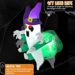 Tangkula 3.6 FT Halloween Inflatable Ghost Broke Out from Window