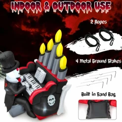 Tangkula 5.2 FT Halloween Inflatable Skeleton Playing Piano