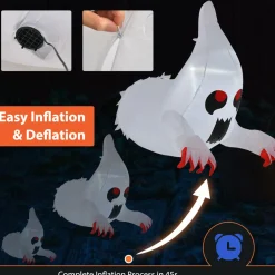 Tangkula 3.3 FT Halloween Inflatable Ghost Broke Out from Window