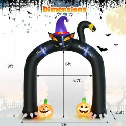 Tangkula 9 FT Halloween Inflatable Black Cat Archway