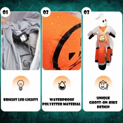 Tangkula 5 FT Halloween Inflatable Ghost Riding on Motor Bike